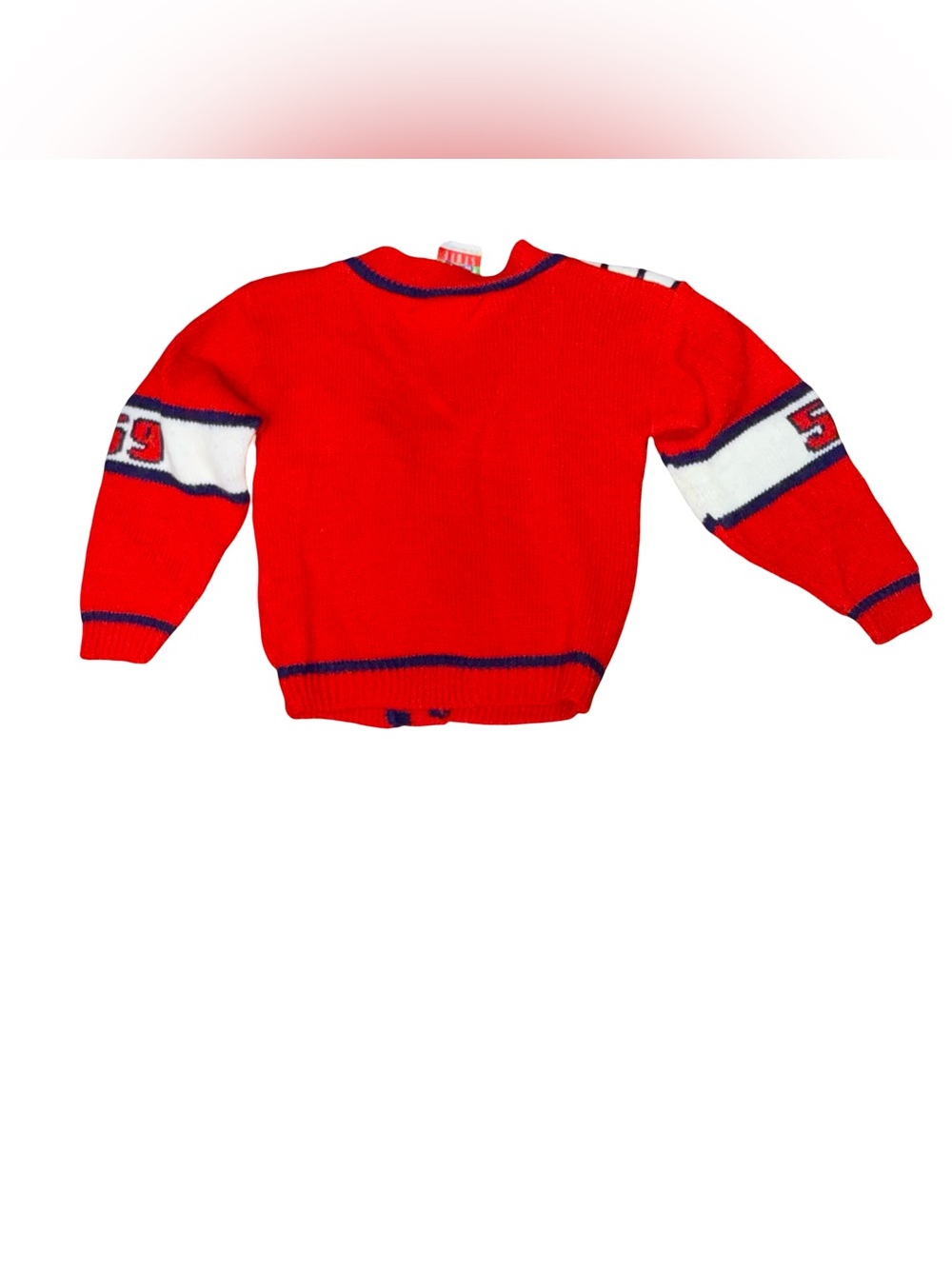 Vintage Walt Disney Mickey Red Knit Sweater Cardigan Varsity Colorblock Sz 3T - Picture 6 of 9